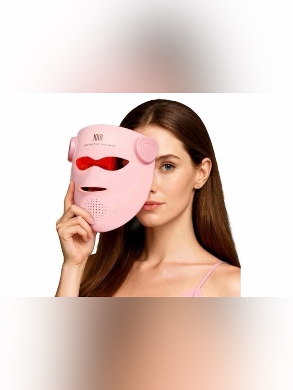 INIA GLOW 4D Wireless LED Light Therapy Mask Pink Dual NIR NEW SEALED